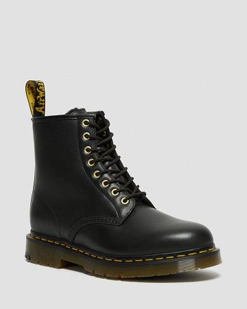 Black Women's Dr Martens 1460 DM's Wintergrip Leather Work Boots | CA 393PJJ